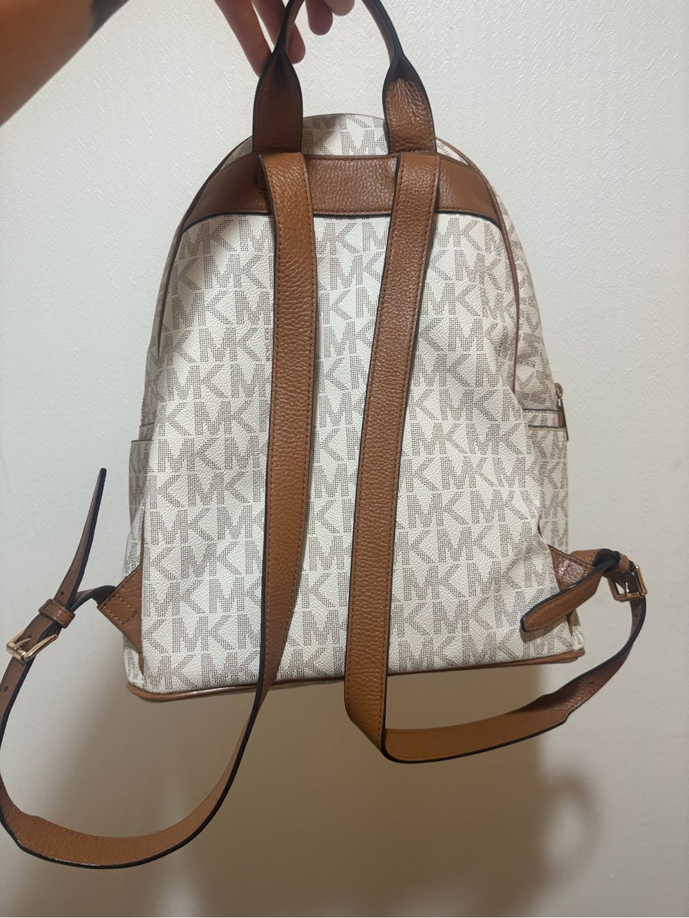 Michael Kors Beige & Brown MK Monogram Backpack